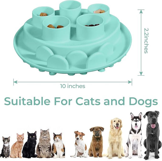 Puzzle Feeder Slow Feeder, Interactive Cat Puzzle Toy for Mental Stimulation, Silicone Cat Enrichment Toys, Reduces Boredom and Trains Intelligence, Green