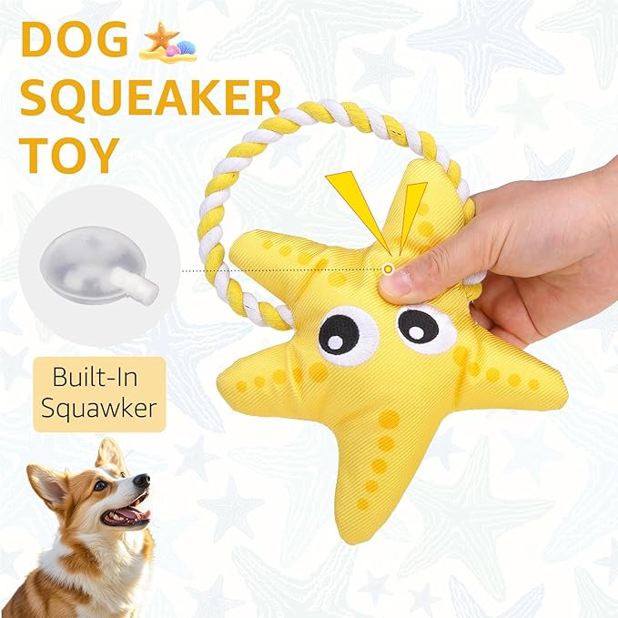 SCENEREAL Dog Toy for Small Medium Dogs- Floating Dog Toys Squeaky Toys for Water Pool Fetch, Halloween Starfish Shape Interactive Pet Chew Toy Outdoor Interactive Play