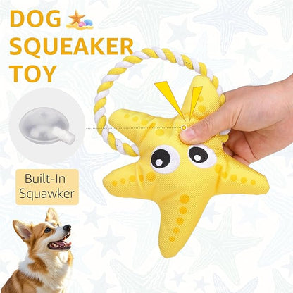 SCENEREAL Dog Toy for Small Medium Dogs- Floating Dog Toys Squeaky Toys for Water Pool Fetch, Halloween Starfish Shape Interactive Pet Chew Toy Outdoor Interactive Play