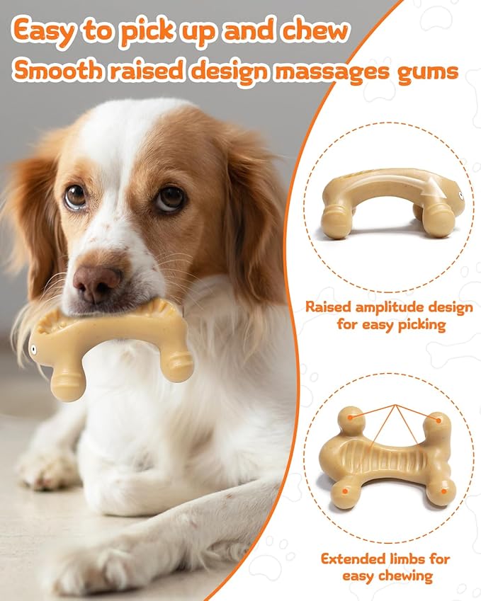 Dog Toys for Aggressive Chewers Large Medium Breed, Interactive Treat Dispenser Chew Toy to Keep Dogs Busy, Indestructible Durable Nylon Teething Bones