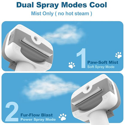 Pet Steam Brush for Dogs & Cats – Self Cleaning, 3 in 1 Hair Removal Comb Steam for Thinning & Grooming for Long & Short Haired Pets, Includes Pet Essence