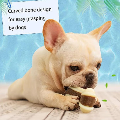 Dog Bone Chew+SqueakyToys for Aggressive Chewers, 2 Pack Real Beef Flavor+1Pack Latex Funny Interactive Toys , Indestructible Teething Toys for Medium/Large/Small Breed, Toy With Durable Nylon
