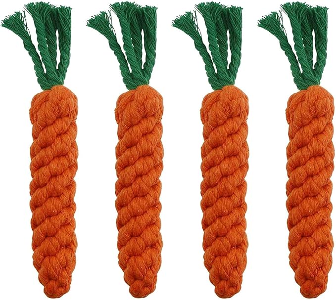 RCFINE 4Pcs Dog Rope Toy Carrot Dog Chew Toys Pet Chew Rope Toy Gift for Dog Cat Teeth Cleaning and Chewing