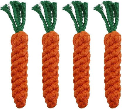RCFINE 4Pcs Dog Rope Toy Carrot Dog Chew Toys Pet Chew Rope Toy Gift for Dog Cat Teeth Cleaning and Chewing