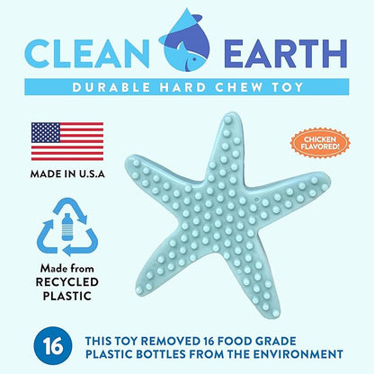 Spunky pup Clean Earth Heavy Duty Dog Chew Toys for Aggressive Chewers - Recycled, Made in USA, Starfish