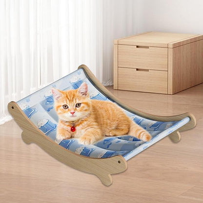 Cat Deck Chair – Pet Cooling Mat, Summer Recliner Hammock, Ice Nest Sofa Cradle | Breathable Soft Design Comfortable Resting Spot for Cats Small Pets Indoor Use
