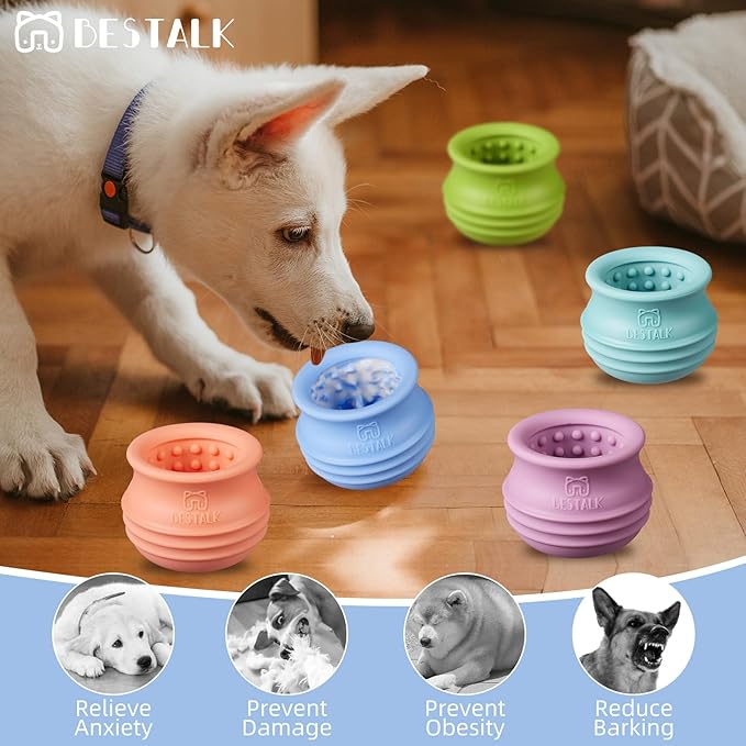 Dog Enrichment Treat Toy, Long-Lasting Wobbly Interactive Freeze Lick Toys for Dogs, Stuffable Puzzle Feeder Toy for Boredom, Silicone Treat Dispensing Chew Toy (Baby Blue,L)