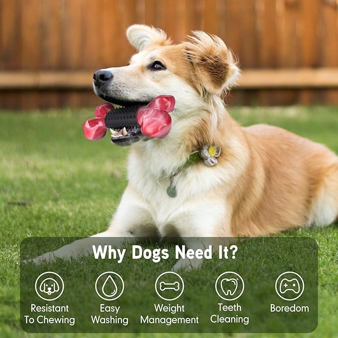 Apasiri 3-Pack Dog Toys for Aggressive Chewers with Bacon Flavor: Dog Bones for Large Dogs, 8" Chew Toys Long-Lasting, Tough Nylon & Rubber Dogs Toys