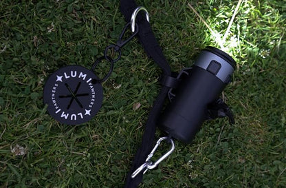 Lumi Dog Waste Bag Holder with LED Flashlight, Hands-Free Dog Walking Accessory with Carabiner Clip & Bags - Perfect for Camping and Lighting Your Path (BLACK)