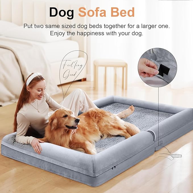 Large Dog Bed Orthopedic Washable: Beds Bolster XL Bed Large Big Dogs Egg Crate Foam Couch Sofa Waterproof with Removable Cover