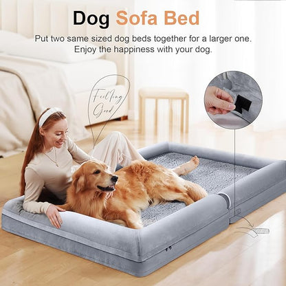 Large Dog Bed Orthopedic Washable: Beds Bolster XL Bed Big XLarge Dogs Memory Foam Sofa Couch Waterproof Removable Cover