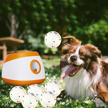 Automatic Dog Ball Thrower Launcher Interactive Toys, Auto Dog Ball Launcher for Medium to Large Dogs, Remote Control Tennis Balls Machine for Dogs, Pet Mental Stimulation Toys, with 6 Balls