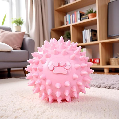 3Pcs Dogs Spiky TPR Ball No Squeak Chew Toy Long Lasting for Aggressive Chewers Dog Puppy Training Dogs Spiky Rubber Ball Toy Small No Squeak for Aggressive Heavy Chewers (Pink)