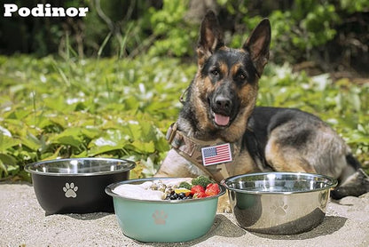 Large Dog Water Bowl 2 Pack, 1.3 Gallons 170oz Stainless Steel Extra Large Dog Food Bowl for Big Giant Dogs, Black