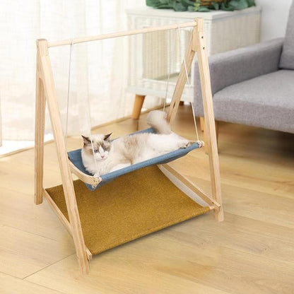 Shelves Perches Breathable Animals Lawn Home 2 Tier Wooden Cat Hammock Bed