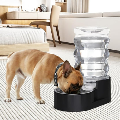 RIZZARI Dog Food Water Dispenser: 6.5L Large Black Stainless Steel Gravity Water Feeder -Removes Odors - Softens Water-Helps Prevent Urinary Stones- ForSmall and Medium-Sized Dogs and Cats