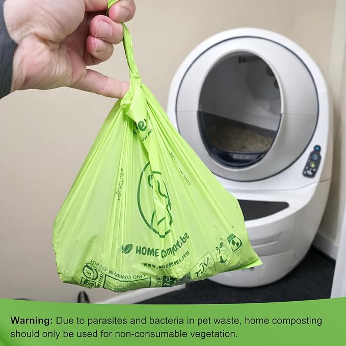 100% Compostable XL Pet Waste Bag (120 ct.) Plant-Based Biodegradable Cat Litter Poop Bags Doggy Poop Bags with Handles Compost Liners US BPI ASTM D6400 & OK Compost Home Certified (120 ct)