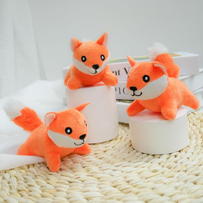 Fox Plush Dog Toy Squeaky Toy, Interactive Hide and Seek Replacement Dog Toys for Small & Medium Dogs (3Pcs Squeaky Fox)