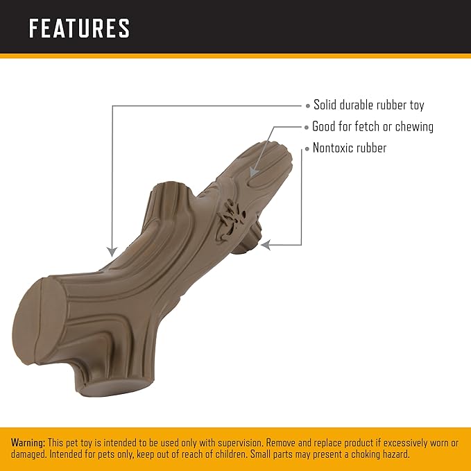 Browning Pet Training Tools, Durable Dog Toys for Tug and Fetch, Rubber Stick (Brown), One Size