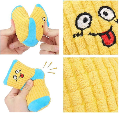 2Pcs Dog Squeaky Toys,Stuffed Socks Dog Chewing Toys Bite- Resistant,Small Dog Plush Interactive Toys for Dental Health_White