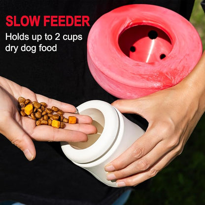 Natural Rubber Dog Enrichment Toys for Large Dogs, Slow Feeder to Keep Them Busy - Lifetime Replacement - Durable Treat Dispensing Dog Puzzle Toys for Large Breed
