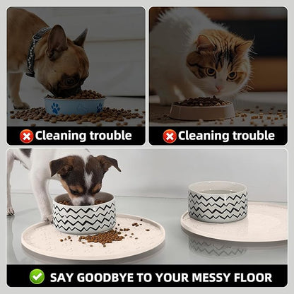 Comtim Waterproof Dog Food Mat - 2 Pack Silicone Pet Food Mat Dog Food Bowl Mats Cat Water Mats Eating Tray, Non-Slip Pet Placemat with Lip for Messy Drinkers to Protect Floor, Beige 11"×11"