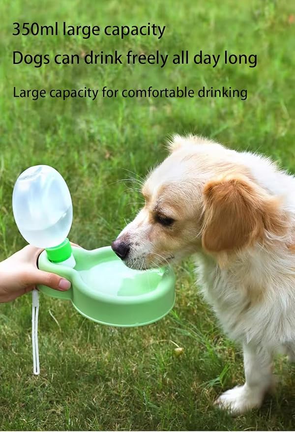 Pet Water Bottle, Portable Dog Water Bottle, Collapsible Leak Proof Puppy Drinker for Outdoor Walking, Traveling, Food Grade Plastic, 12 oz, Green