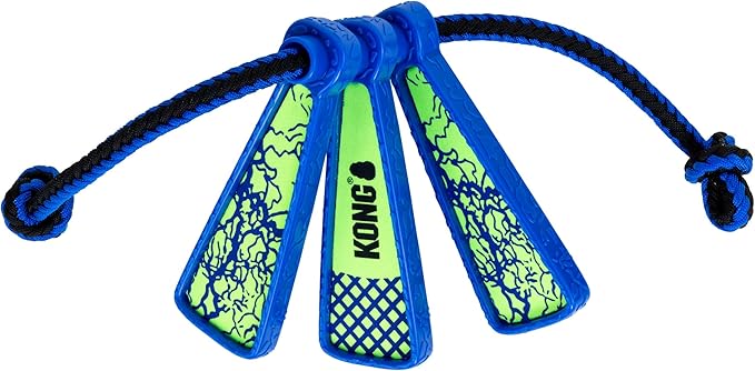 KONG Whirlz Dog Fetch Toy – Durable Squeak-Free Rope & Throw Combo, Unpredictable Bounce, Floats in Water, All-Season Outdoor Play (Rope)