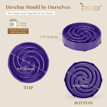 JASGOOD Slow Feeder Bowl for Large Dogs, Anti-Gulping Pet Bowl, Prevents Bloat & Choking