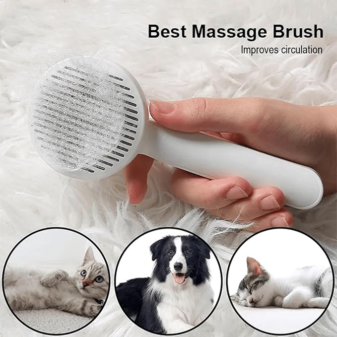 Cat Grooming Brush Slicker Brush for Pet Self Cleaning Hair Removal with Stainless Steel Needles Shedding & De-Matting Tool Hair Remover for Pet Dogs Cats (Pink)