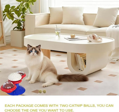 Interactive Cat Toys & Treat Dispenser with Catnip Ball - Chew, Scratch, Rub & Teeth Grooming Toys for Indoor Cats, BPA-Free, Sturdy TPR (Blue)