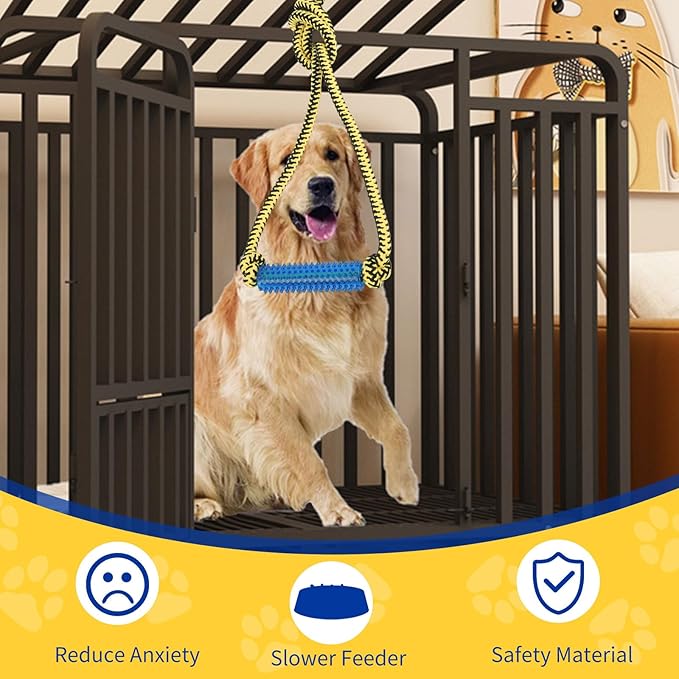 Interactive Dog Toys, Crate Training Aids for Puppies, Puppy Teething Toys,Peanut Butter Dog Food Treat Dispenser Toys (Yellow)