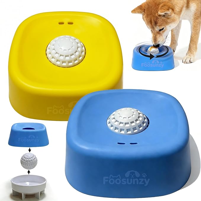 Slow Feeder Dog Bowls for Liquid with Rolling Ball, Interactive Lick Bowl Licking Slow Feeder for Wet Food, Water & Treats Lick Toy for Dogs Cats Large Medium Small
