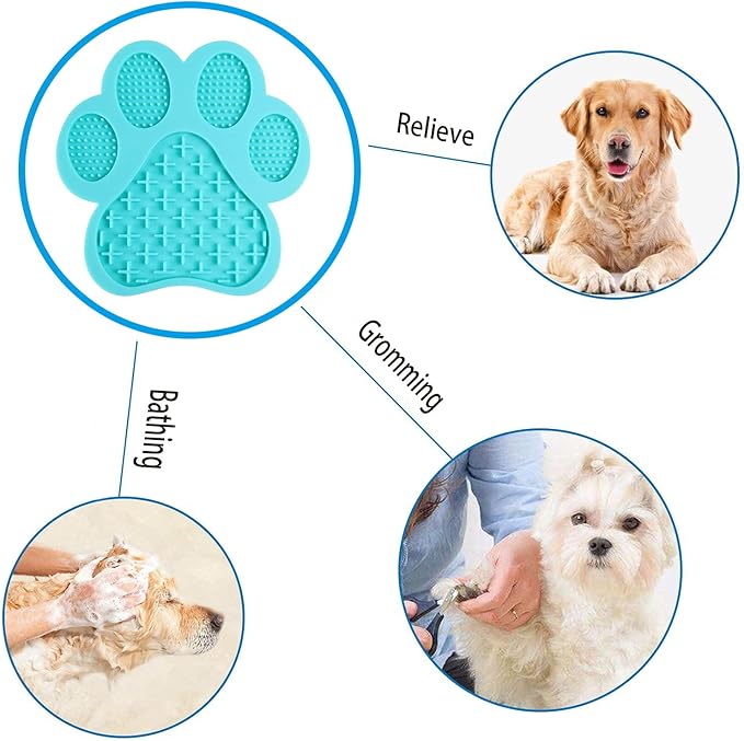 Dog Licking Mat for Anxiety Peanut Butter Slow Feeder Bowls Licking Pad with Strong Suction to Wall for Pet Bathing,Grooming,and Dog Training (Light Blue)