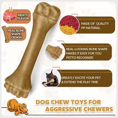Dog Toys for Aggressive Chewers, Indestructible Bones for Aggressive Chewers, Tough Puppy Chew Toy for Heavy Duty Dogs, Big Dog Teething Toys with Durable Nylon for Large/Medium Breed Puppies