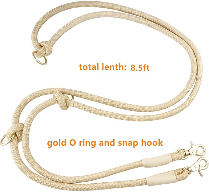8.5ft Multifunctional Hands Free Nylon Rope Waist Dog Leash, Adjustable Shoulder Crossbody Walking Lead