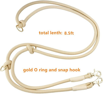 8.5ft Multifunctional Hands Free Nylon Rope Waist Dog Leash, Adjustable Shoulder Crossbody Walking Lead