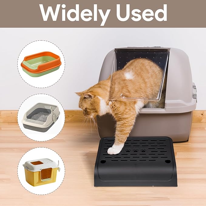 Cat Ramp for Litter Box Step, Self Cleaning Cat Litter Box Ramp Trapper with Storage, Small Step Pedal Stool with Filter Function Steps for Small & Elderly Cats(Black 11.8"x 7.87"x 3.3")