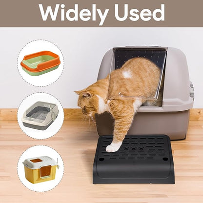 Cat Ramp for Litter Box Step, Self Cleaning Cat Litter Box Ramp Trapper with Storage, Small Step Pedal Stool with Filter Function Steps for Small & Elderly Cats(Black 11.8"x 7.87"x 3.3")