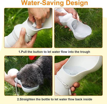 Dog Water Bottle,Portable Water Bowl for Dog,Collapsible Food Grade Silicone,Travel Pet Water Bottle for Outdoor Walking, Hiking, Camping,Gray