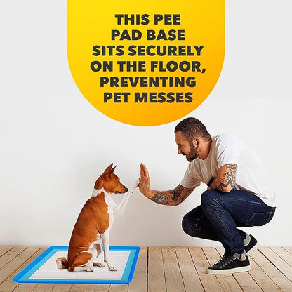 TidyFriend Dog Pee Pad Holder Tray - Fits Up to 24” x 24” Pee Pad Holder for Dogs - Stable Grip, Raised Edges, Quick-Wipe Silicone Surface Dog Pad Holder for Indoor Flooring Protection (Dark Blue)