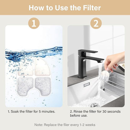 16 Pack Replacement Filters for FEELNEEDY 3Gal/12L Dog Water Dispenser (FN-W13), 8 Month Set for Large Dogs Water Bowl Dispenser, Includes 16 Filters & 16 Sponges