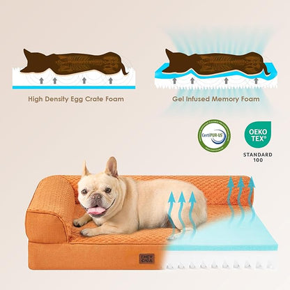 EHEYCIGA XXL Dog Bed Memory Foam, Orthopedic Giant Dog Bed Jumbo with Washable Removable Cover, Waterproof Pet Sofa Couch with Nonskid Bottom, 48x35x7.5, Pumpkin
