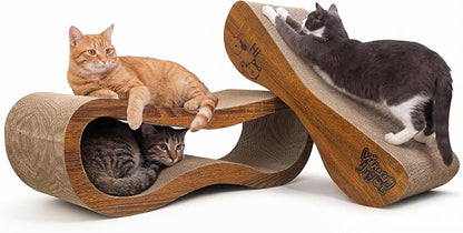 Cat Scratcher 2 in 1 Scratchers for Indoor Cats Scratching Board Cardboard, Horizontal Corrugated Scratch Pad for Cats as Beds & Furniture Reversible Sofa Scratch