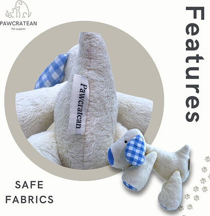7" Squeaky Plush Toy for Puppies Small Dogs Self Etertainment Washable Soft Made [PET ONLY] (White Dog)