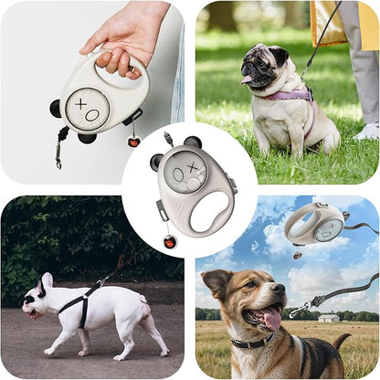 Retractable Dog Leash, 13ft Strong Nylon Tape with Auto-Locking Leash for Small Dogs up to 33 lbs, Tangle-Free, One-Touch Brake, Comfortable Grip, Panda Hug Design