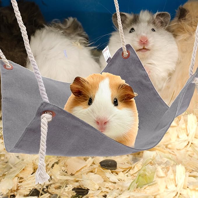 BESTYASH Adjustable Hanging Cat Hammock Bed Double-Sided Wear-Resistant Sleeping Nest for Cage Small Cats and Kittens Light Gray