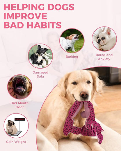 Squeaky Dog Toys for Large Dogs, Durable Plush Chew Toys for Tough Play, Interactive Tug of War Toy, Tough Teething Gift to Keep Them Busy and Relieve Boredom (Pink Pig)