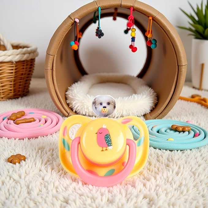 Pet Silicone Calming Pacifier, Dog Pacifiers for Small Dogs, Kitten Pacifiers, Puppy Teething Toys and Cat Chew Toys, Essential Pet Supplies, Puppy Essentials and Kitten Supplies (Chicks)