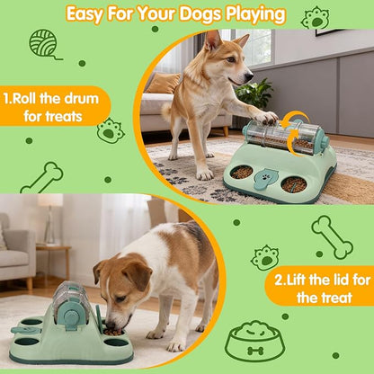 GJEASE Paw-Activated Rolling Interactive Dog Treat Puzzle Toys for IQ Training & Mental Stimulating,Fun Slow Feeder,2 Levels of Challenge